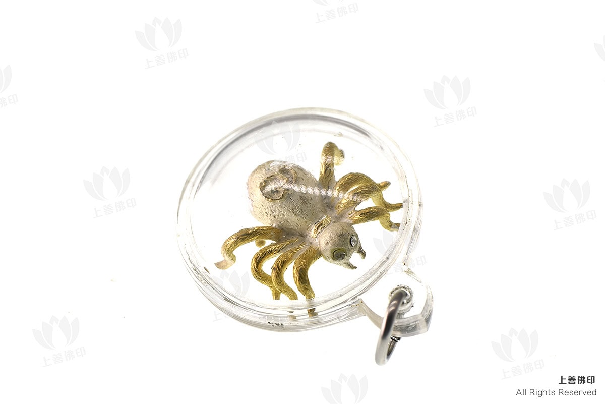 龍婆素帕 - 2547 第一期招財守財蜘蛛, 兩色金版 正面圖