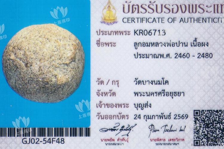 龍婆班 - 2460-2480 神獸符珠, 驗證卡